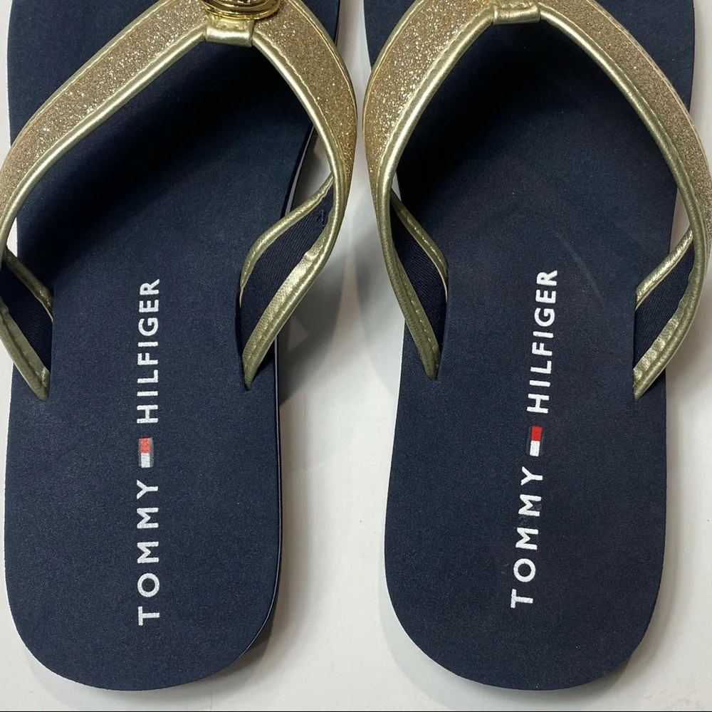 Tommy Hilfiger Gold Flip Flop Sandals NEW!!